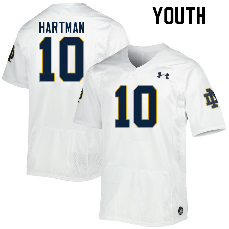 Youth #10 Sam Hartman Notre Dame Fighting Irish College Football Jerseys Stitched-White - Click Image to Close